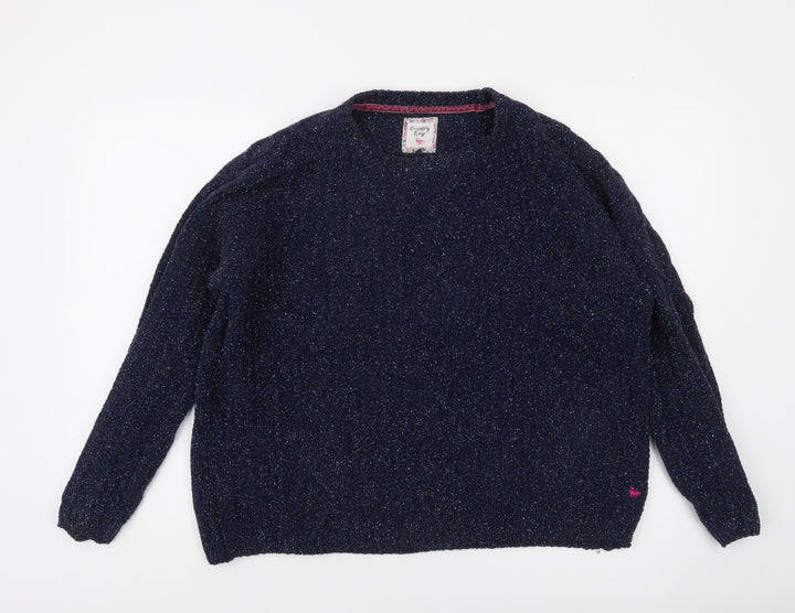 Country Rose Women's Blue Glitter Knit Pullover Jumper Size M