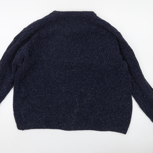 Country Rose Women's Blue Glitter Knit Pullover Jumper Size M