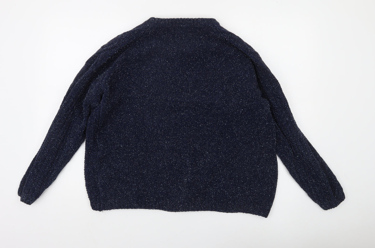 Country Rose Women's Blue Glitter Knit Pullover Jumper Size M