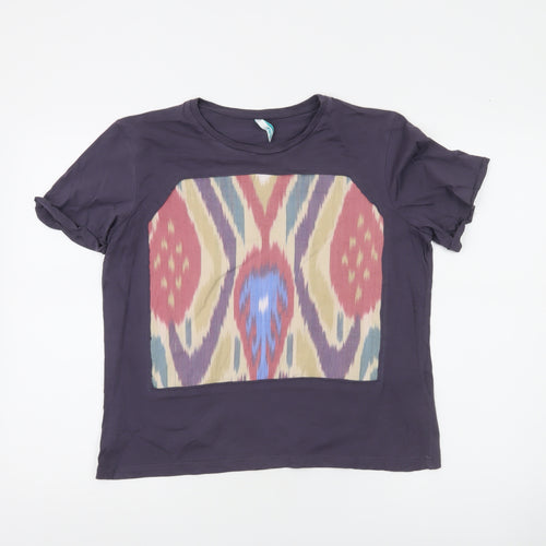 Befree Women’s Purple Geometric T-Shirt Size M Cotton Casual Top