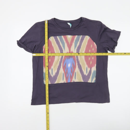 Befree Women’s Purple Geometric T-Shirt Size M Cotton Casual Top