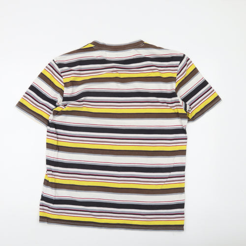 Guess Originals Men's Multicoloured Striped Crew Neck T-Shirt Small
