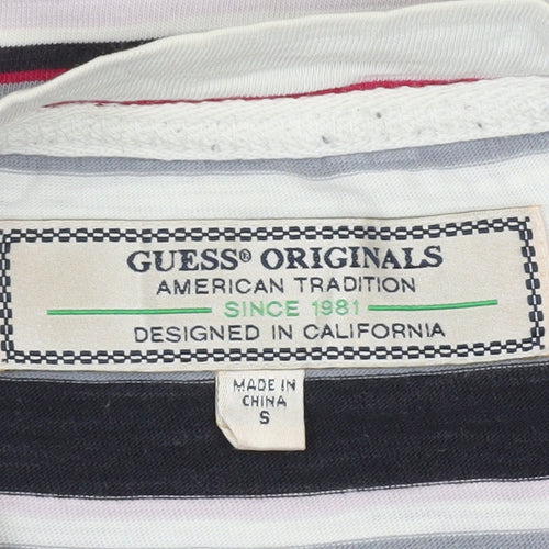 Guess Originals Men's Multicoloured Striped Crew Neck T-Shirt Small