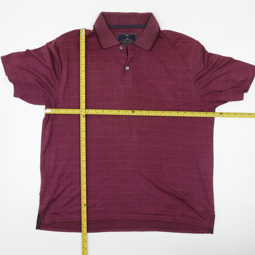 Marks and Spencer Men’s Red Check Polo Shirt Size L Short Sleeve