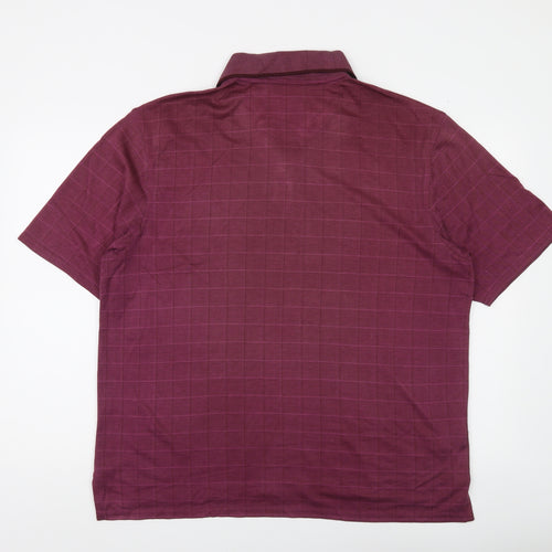 Marks and Spencer Men’s Red Check Polo Shirt Size L Short Sleeve