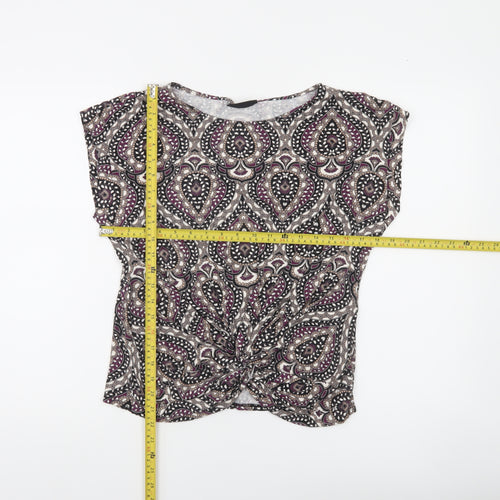 Wallis Women's Multicoloured Geometric Twist Front Tunic Blouse UK 14