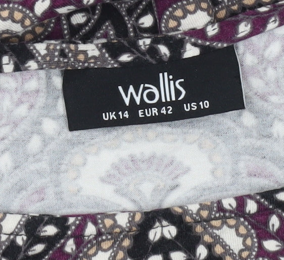 Wallis Women's Multicoloured Geometric Twist Front Tunic Blouse UK 14