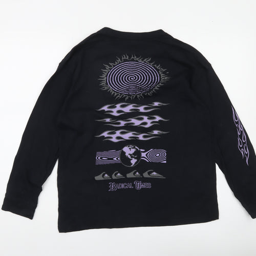 Quiksilver Boys Black Long Sleeve Graphic Surf T-Shirt Size 14 Years