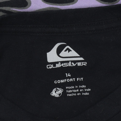 Quiksilver Boys Black Long Sleeve Graphic Surf T-Shirt Size 14 Years