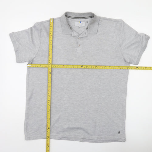 Larsson & Co Men's Grey XL Regular Fit Cotton Blend Polo Shirt