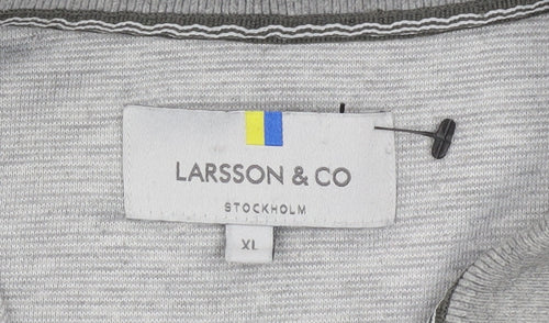 Larsson & Co Men's Grey XL Regular Fit Cotton Blend Polo Shirt