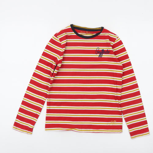 Mini Boden Boys Red Gryffindor Long Sleeve Striped Harry Potter T-Shirt 8-9 Years
