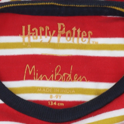 Mini Boden Boys Red Gryffindor Long Sleeve Striped Harry Potter T-Shirt 8-9 Years