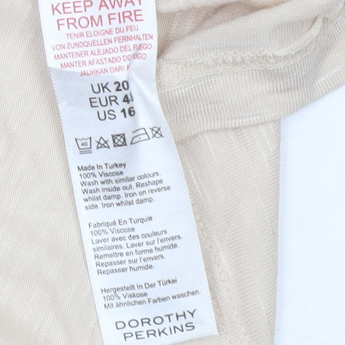 Dorothy Perkins Women’s Beige Basic Short Sleeve T-Shirt UK 20