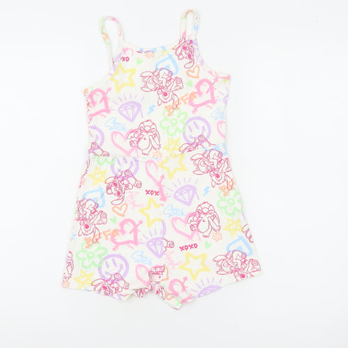 George Girls Multicoloured Stitch Playsuit 6-7 Years Cotton Jersey Summer