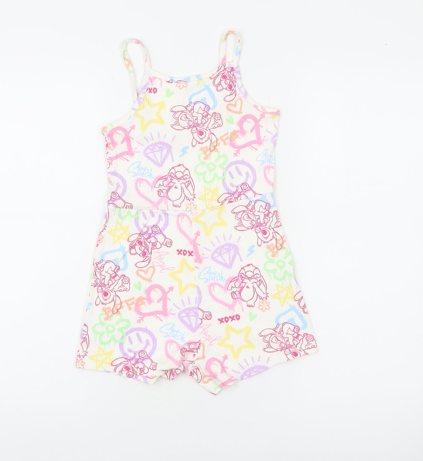 George Girls Multicoloured Stitch Playsuit 6-7 Years Cotton Jersey Summer