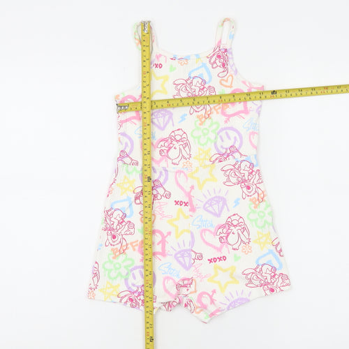 George Girls Multicoloured Stitch Playsuit 6-7 Years Cotton Jersey Summer