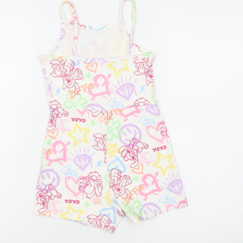 George Girls Multicoloured Stitch Playsuit 6-7 Years Cotton Jersey Summer