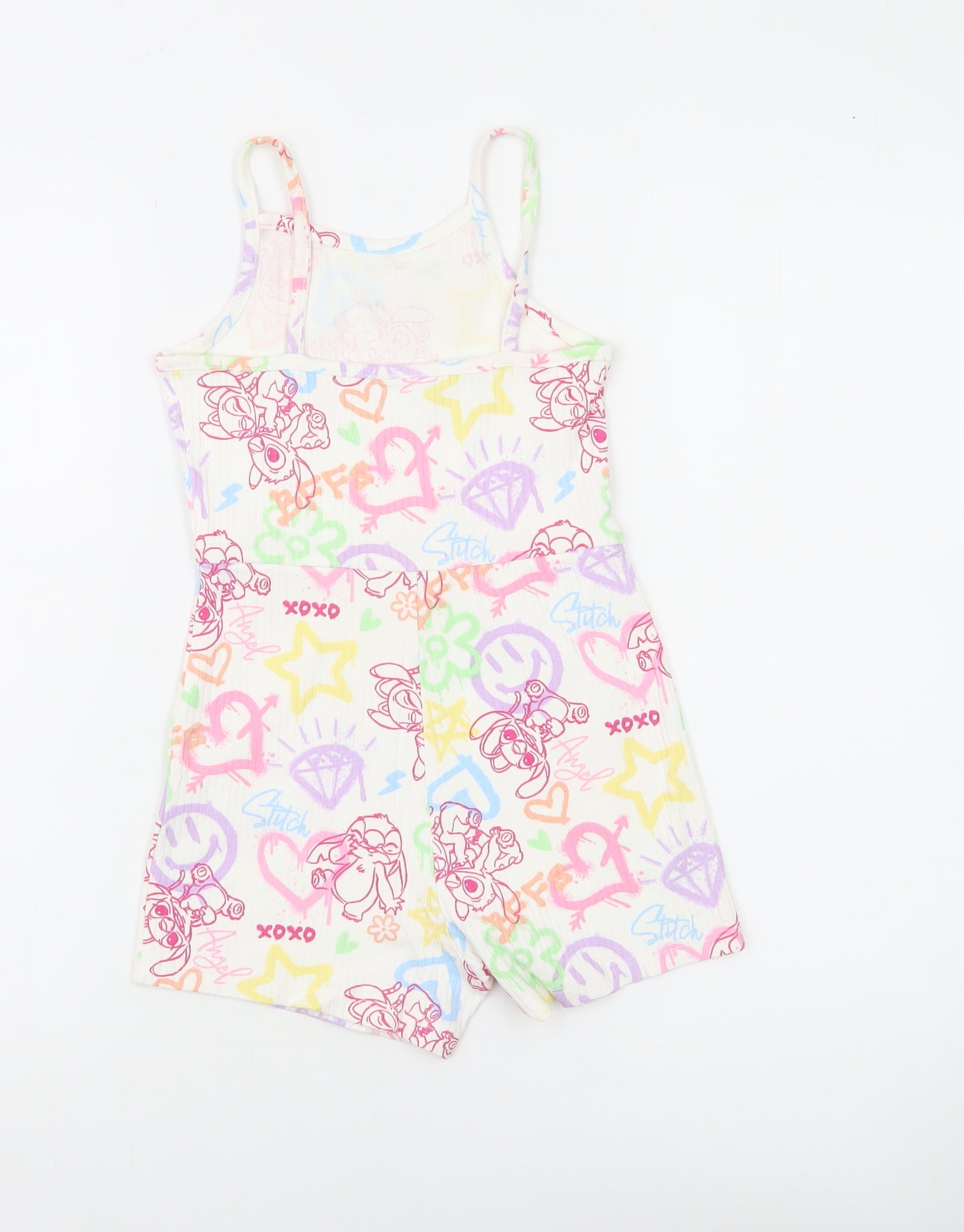 George Girls Multicoloured Stitch Playsuit 6-7 Years Cotton Jersey Summer