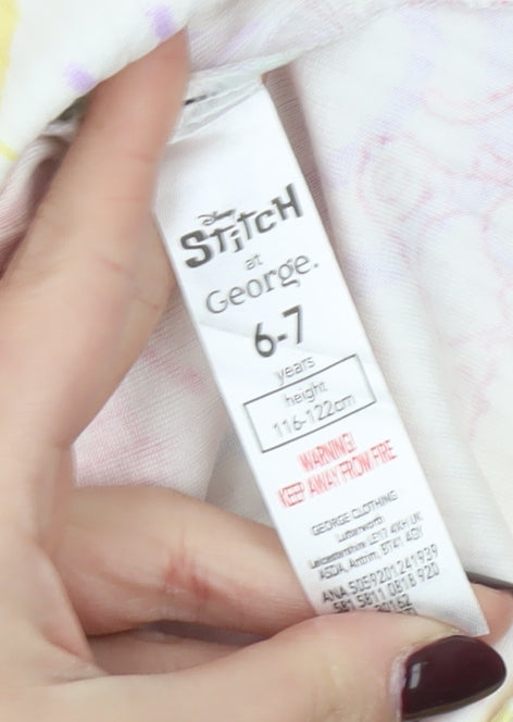 George Girls Multicoloured Stitch Playsuit 6-7 Years Cotton Jersey Summer