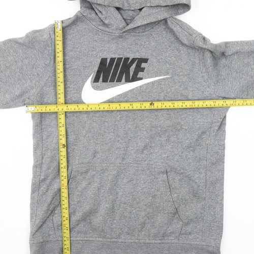 Nike Boys Grey Pullover Hoodie XL 158-170cm Cotton Blend Logo Sweatshirt