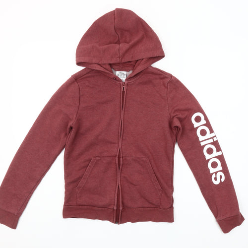 Adidas Women’s Red Full Zip Hoodie XS - Casual Sporty Sweatshirt