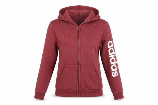 Front view of Adidas Women’s Red Full Zip Hoodie XS - Casual Sporty Sweatshirt