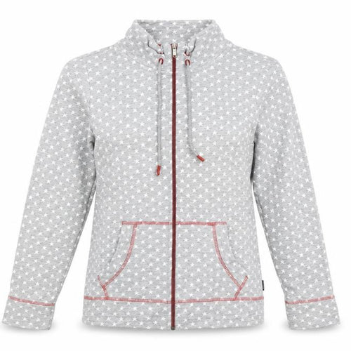 Cecil Womens Grey Star Print Full Zip Hoodie Size M Cotton Blend
