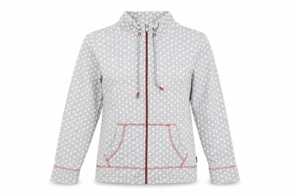 Cecil Womens Grey Star Print Full Zip Hoodie Size M Cotton Blend