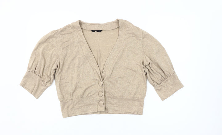 St. Bernard Women’s Gold 3/4 Sleeve Puff Cardigan Size 14