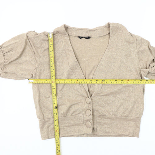 St. Bernard Women’s Gold 3/4 Sleeve Puff Cardigan Size 14