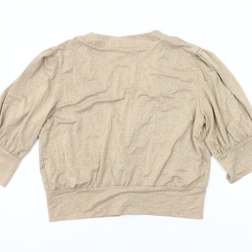 St. Bernard Women’s Gold 3/4 Sleeve Puff Cardigan Size 14