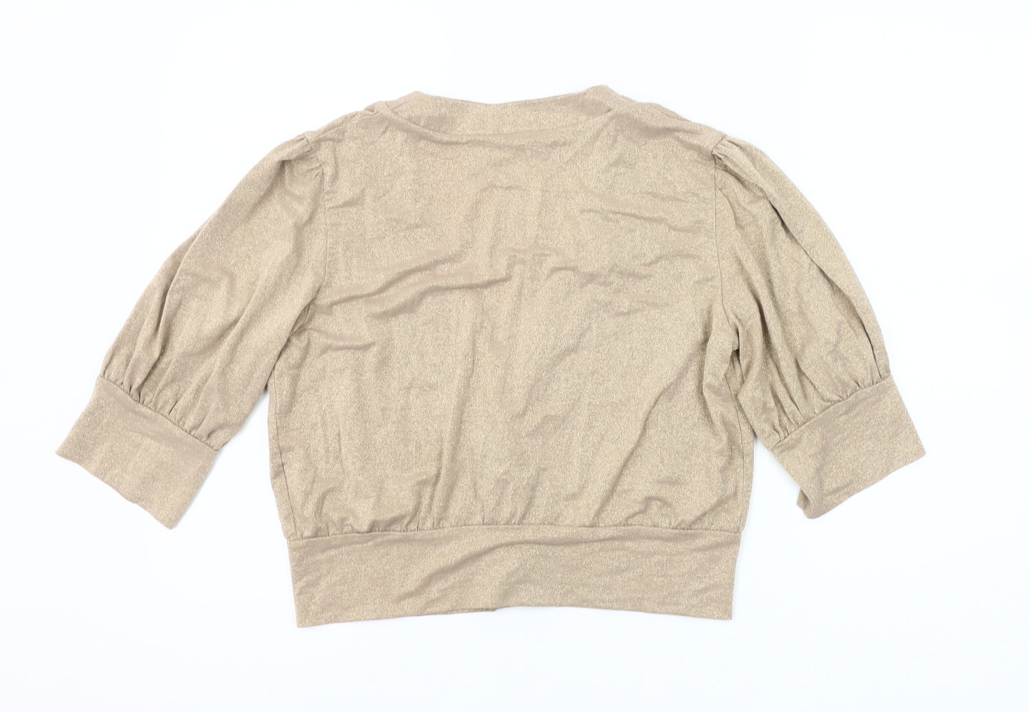 St. Bernard Women’s Gold 3/4 Sleeve Puff Cardigan Size 14