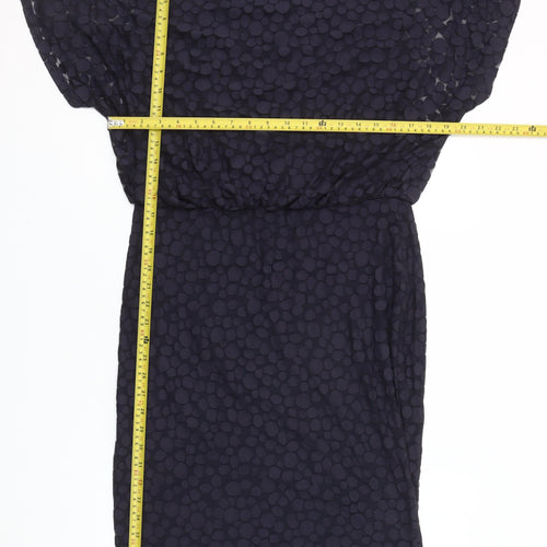 Phase Eight Women Blue Textured Polka Dot Shift Dress Size 14
