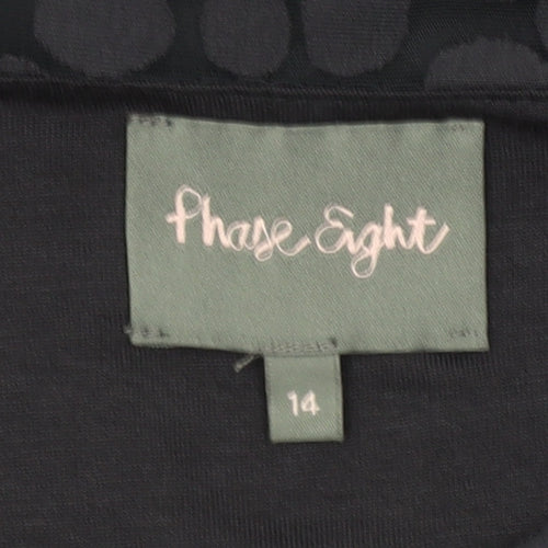Phase Eight Women Blue Textured Polka Dot Shift Dress Size 14