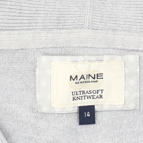 Maine New England Women's Grey Size 14 Open Knit Cardigan