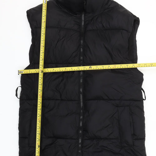H&M Women Black XS Puffer Waistcoat Sleeveless Lightweight Zip