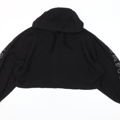 MyProtein Womens Black Cropped Pullover Hoodie Size L Relaxed Fit