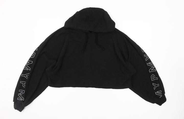 MyProtein Womens Black Cropped Pullover Hoodie Size L Relaxed Fit