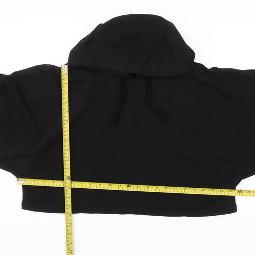 MyProtein Womens Black Cropped Pullover Hoodie Size L Relaxed Fit