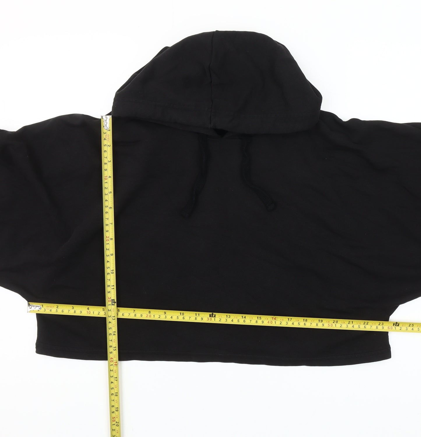 MyProtein Womens Black Cropped Pullover Hoodie Size L Relaxed Fit