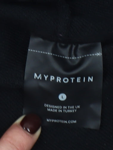 MyProtein Womens Black Cropped Pullover Hoodie Size L Relaxed Fit