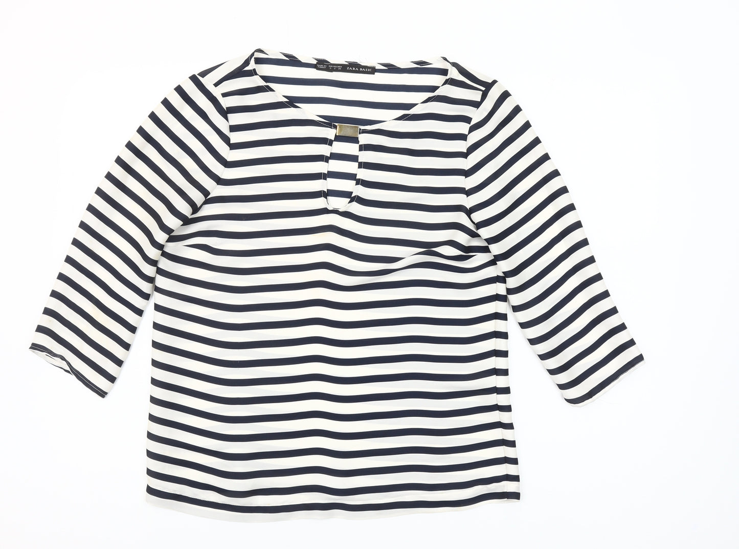 Zara Basic Women’s Multicoloured Striped 3/4 Sleeve Blouse S