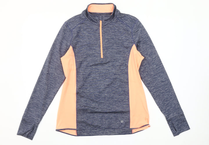 Dunnes Stores Women's Navy & Peach 1/4 Zip Performance Pullover Size 14
