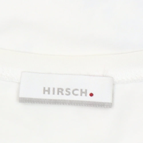 Hirsch Women White Long Sleeve Cotton Stretch Graphic T-Shirt Size L