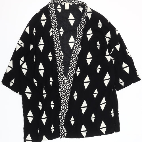 H&M Womens Black Geometric Kimono Blouse Size 12 Viscose