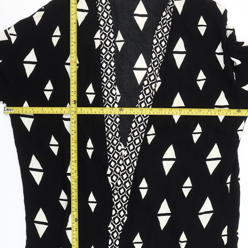 H&M Womens Black Geometric Kimono Blouse Size 12 Viscose