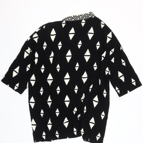 H&M Womens Black Geometric Kimono Blouse Size 12 Viscose