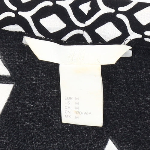 H&M Womens Black Geometric Kimono Blouse Size 12 Viscose