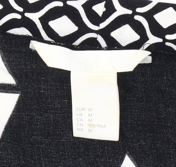 H&M Womens Black Geometric Kimono Blouse Size 12 Viscose
